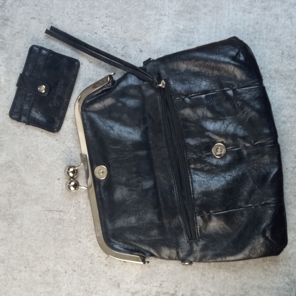 🍀🍒 Jessica Simpson Kisslock Black Clutch - Picture 3 of 5